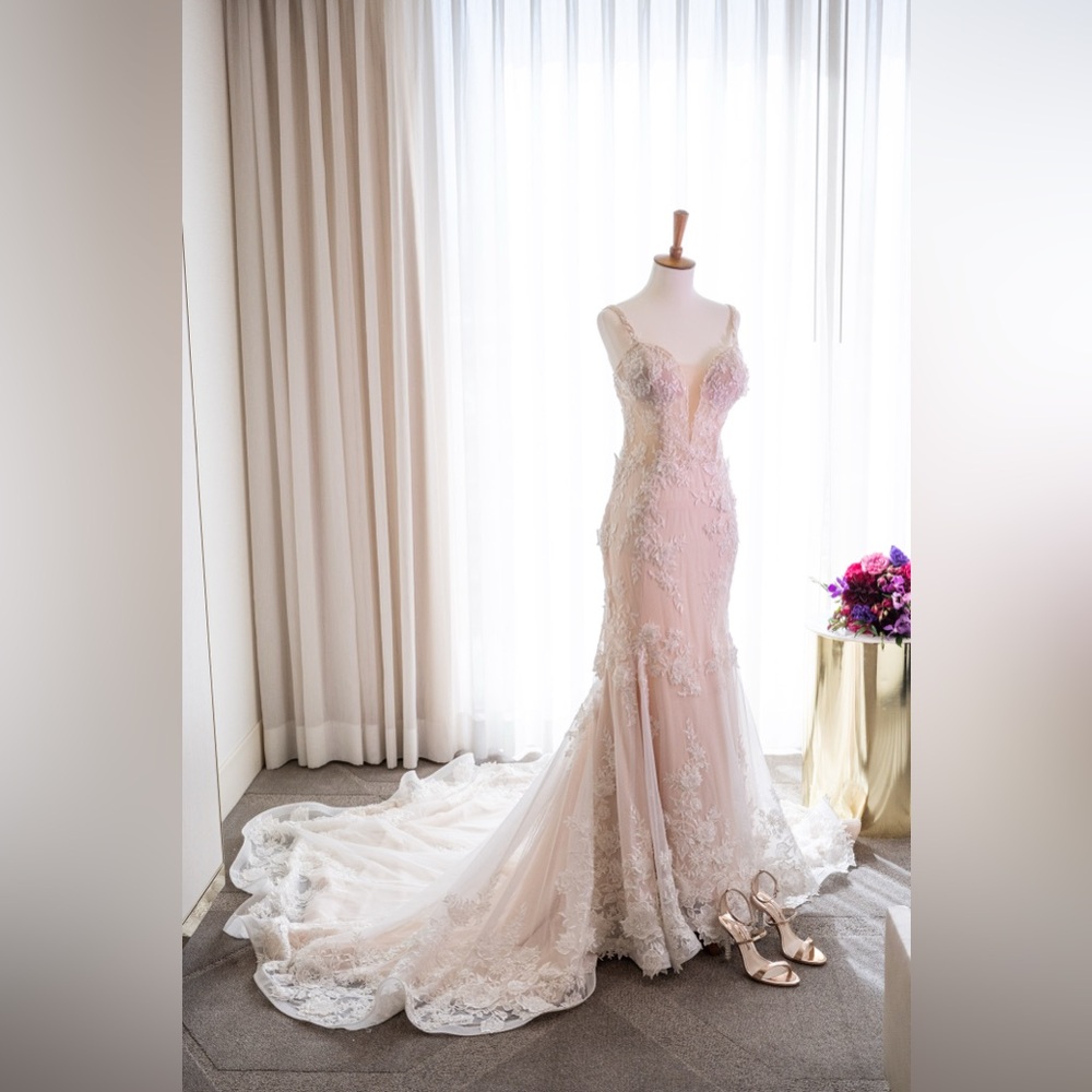 Viero Bridal - Romantic Lace Wedding Dress in Blush